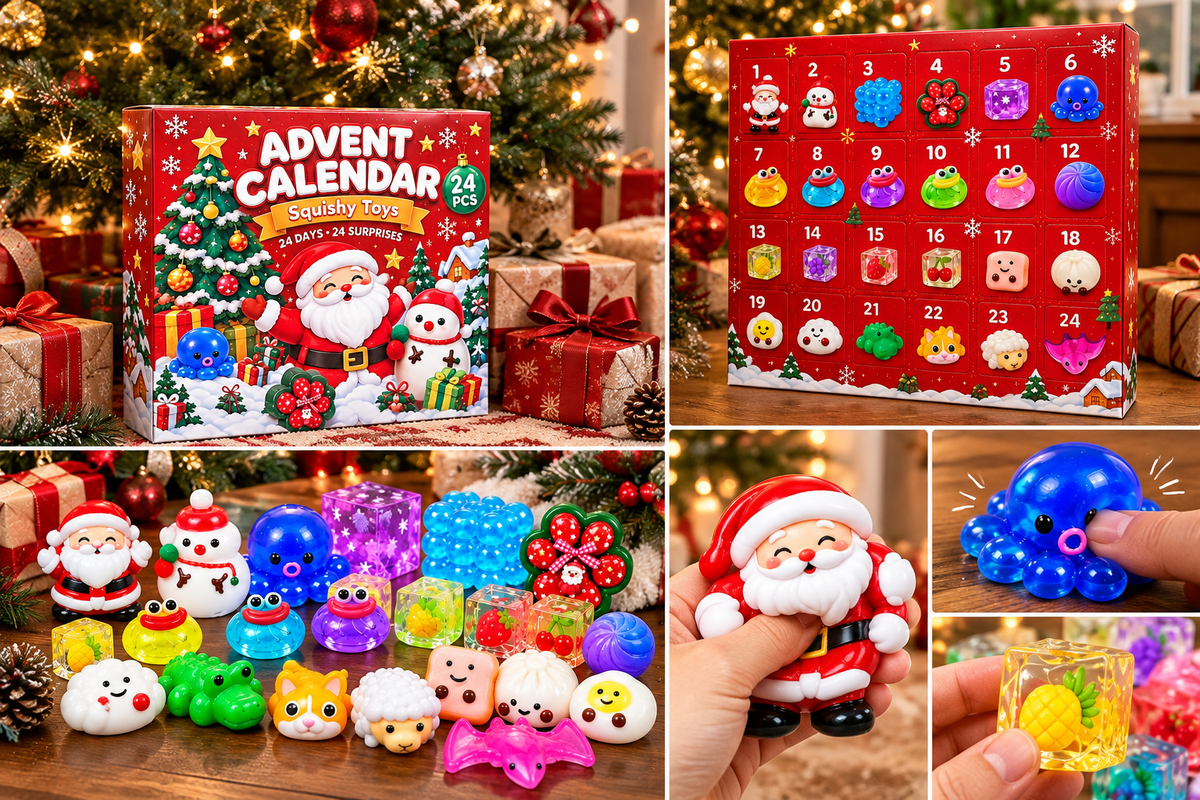 Christmas Squishy Advent Calendar 2026, 24 Days Mochi Fidget Toys, Cute Sensory Toys Christmas Countdown