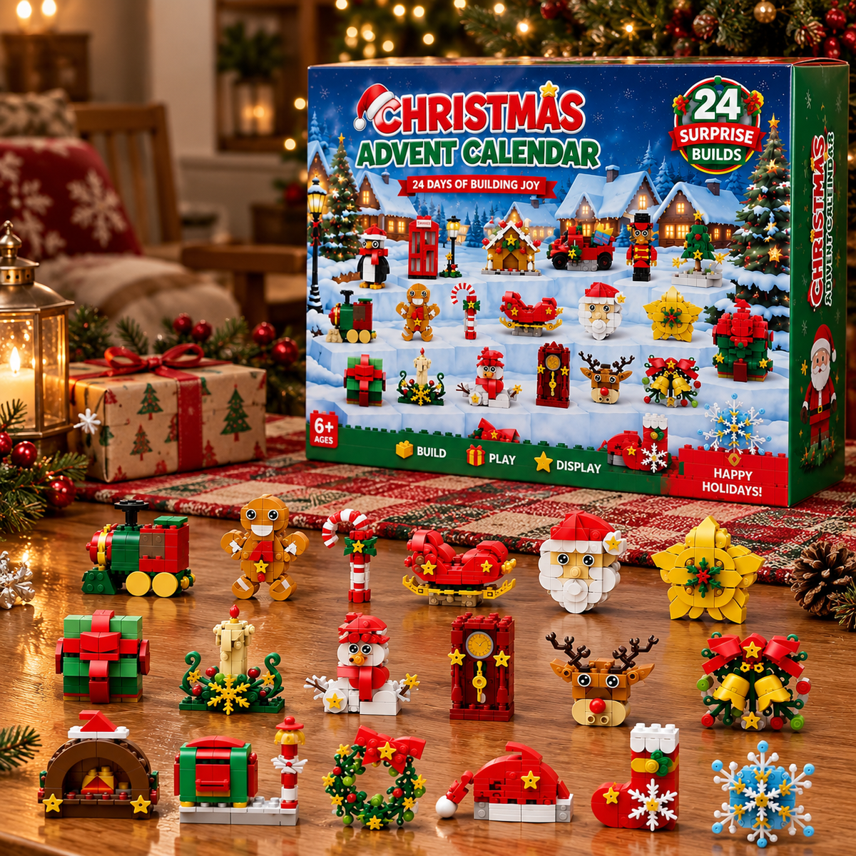 Christmas Building Block Advent Calendar 2026, 24 Days Mini Brick Sets, Christmas Ornament Building Toys