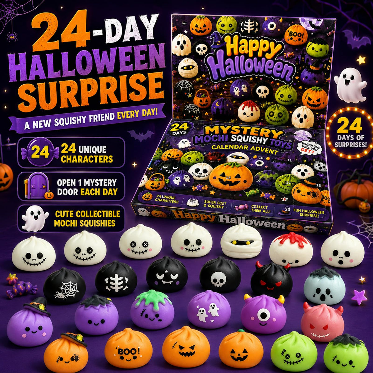 Squishy Advent Calendar 2026, Halloween Advent Calendar 24 Days