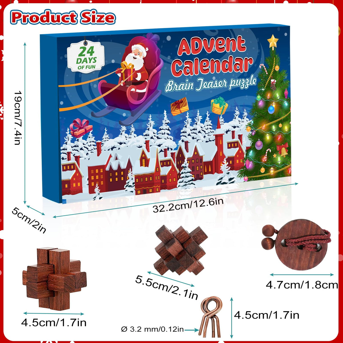 Advent Calendar 2026 Brain Teaser - 24 Days Christmas Countdown for Kids