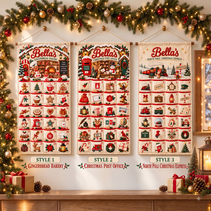 Personalized Christmas Advent Calendar – 24-Pocket Holiday Banner