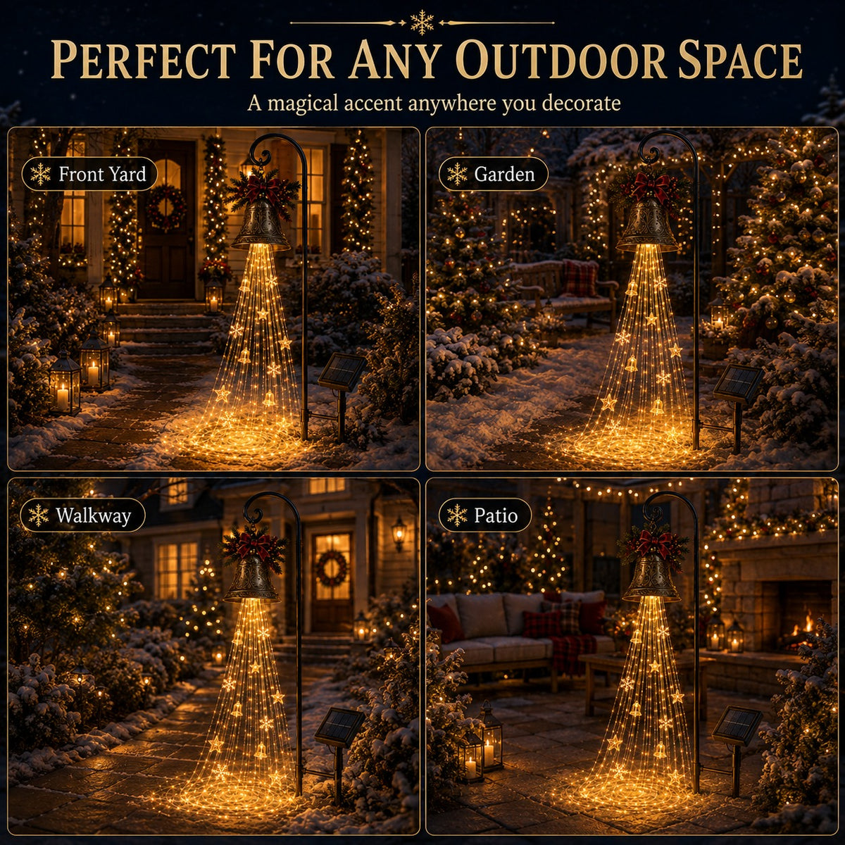 Christmas Bell Solar Cascade Light – Outdoor LED Yard Decoration