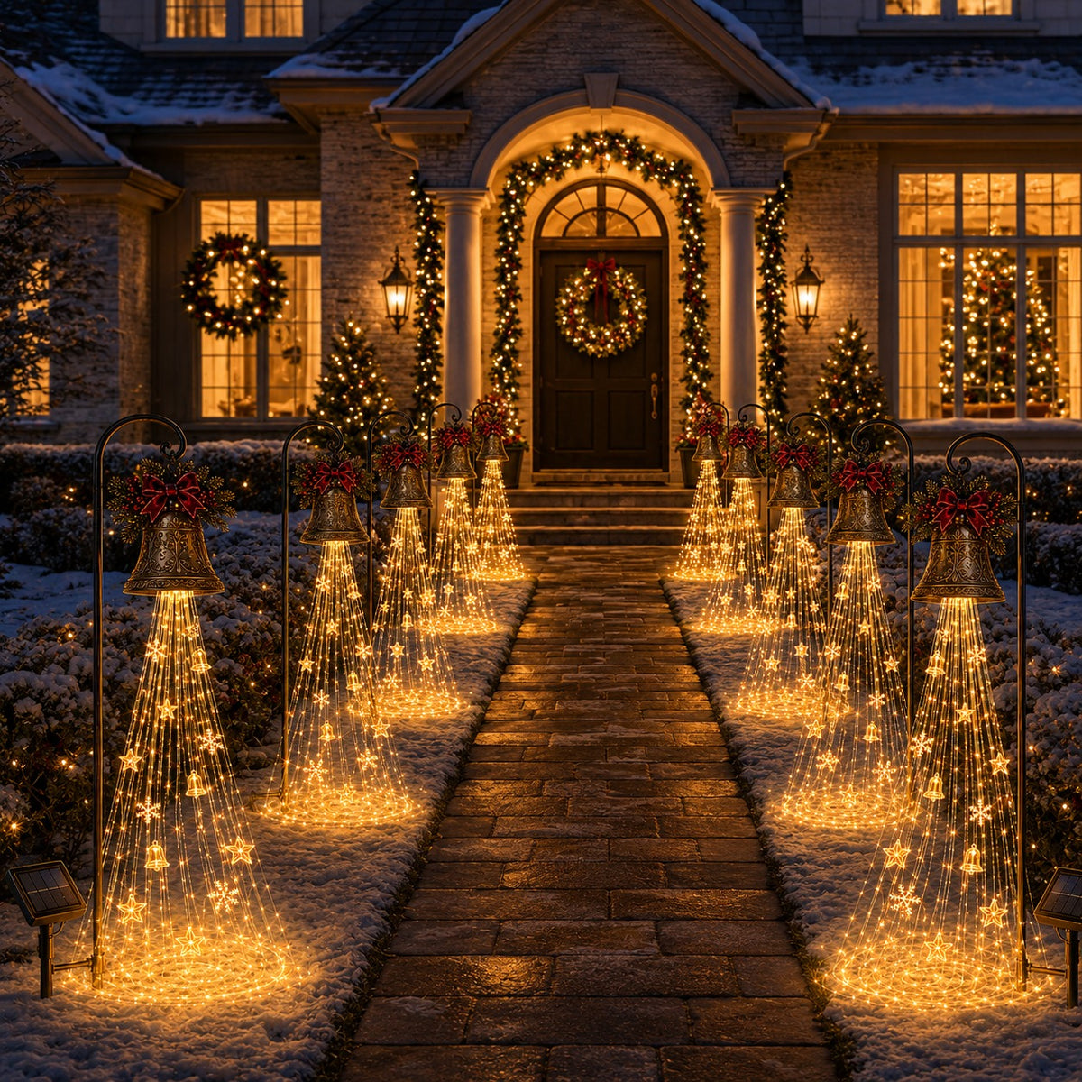 Christmas Bell Solar Cascade Light – Outdoor LED Yard Decoration