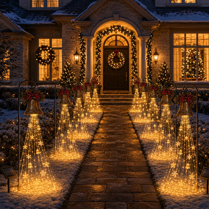 Christmas Bell Solar Cascade Light – Outdoor LED Yard Decoration