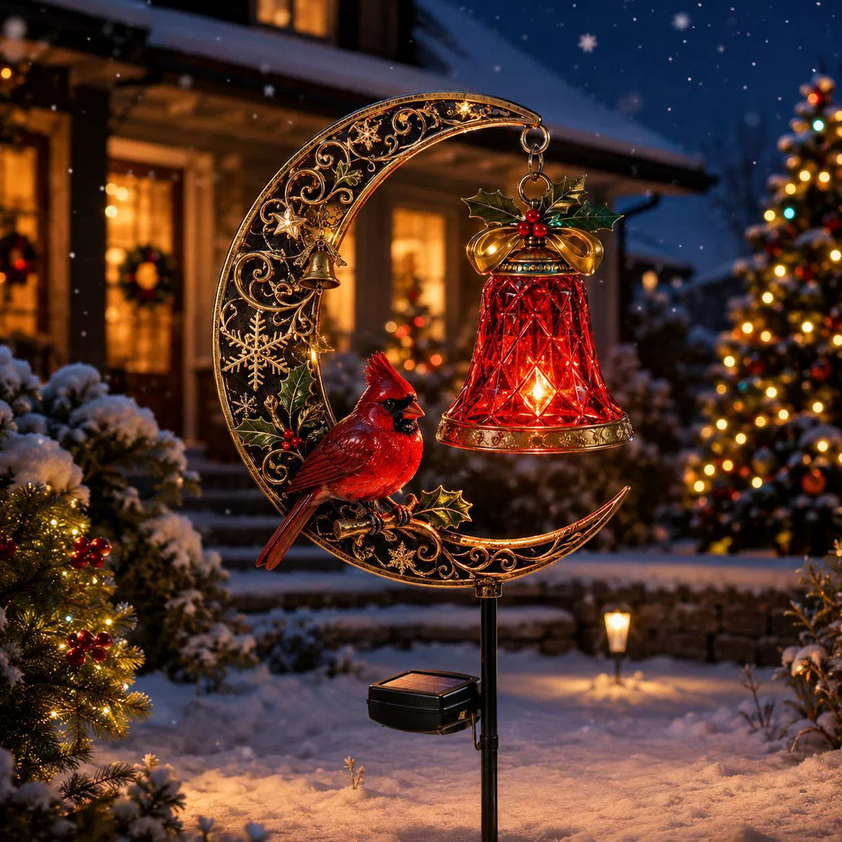 Solar Christmas Crescent Moon Garden Lights – 6 Festive Designs