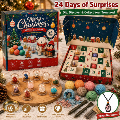 Merry Christmas Gemstone Dig Advent Calendar Xmas 24‑day Countdown Box for Adults Party Home Living Room Desk 2026