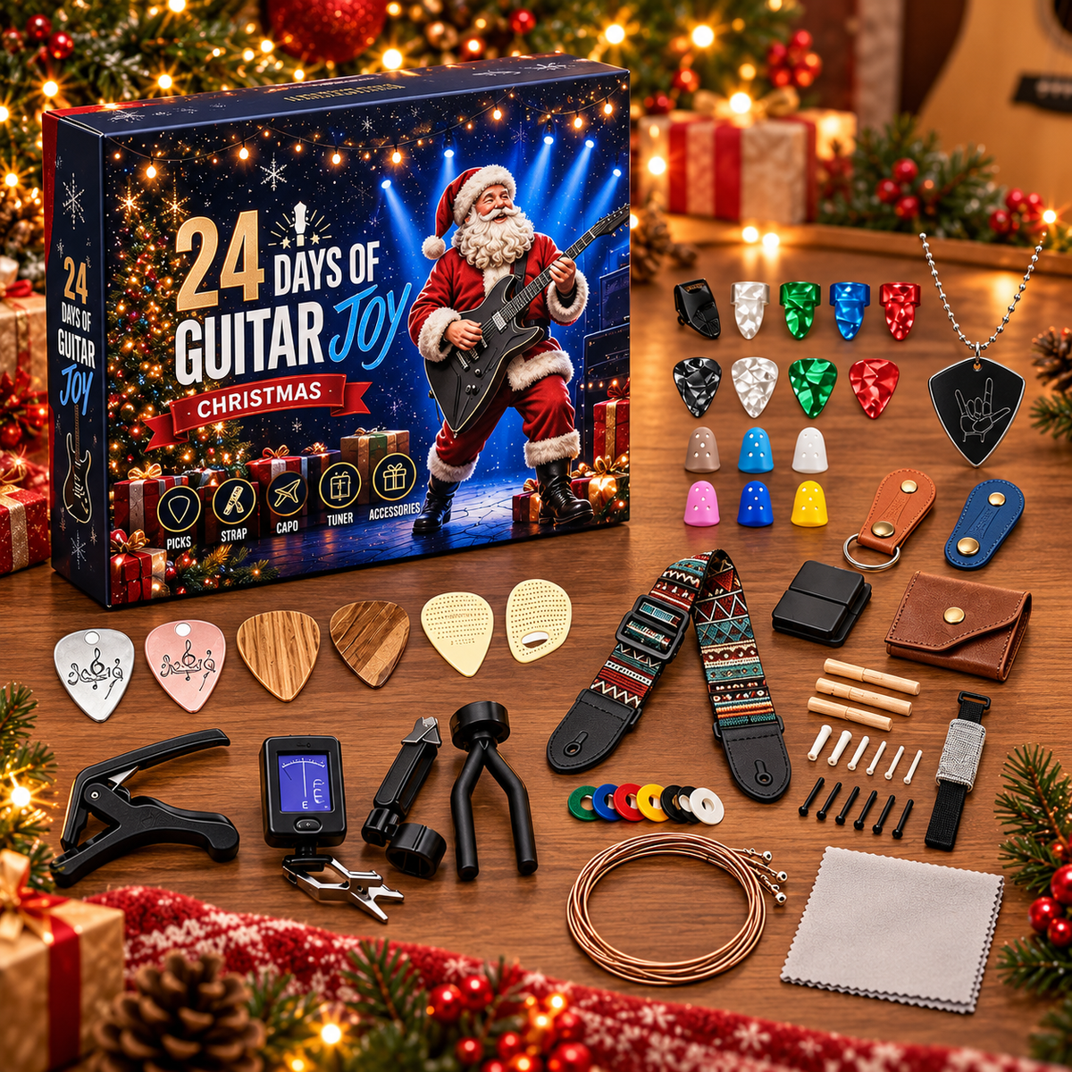 Guitar Advent Calendar 2026 – 24 Days of Guitar Accessories, Christmas Countdown Gift