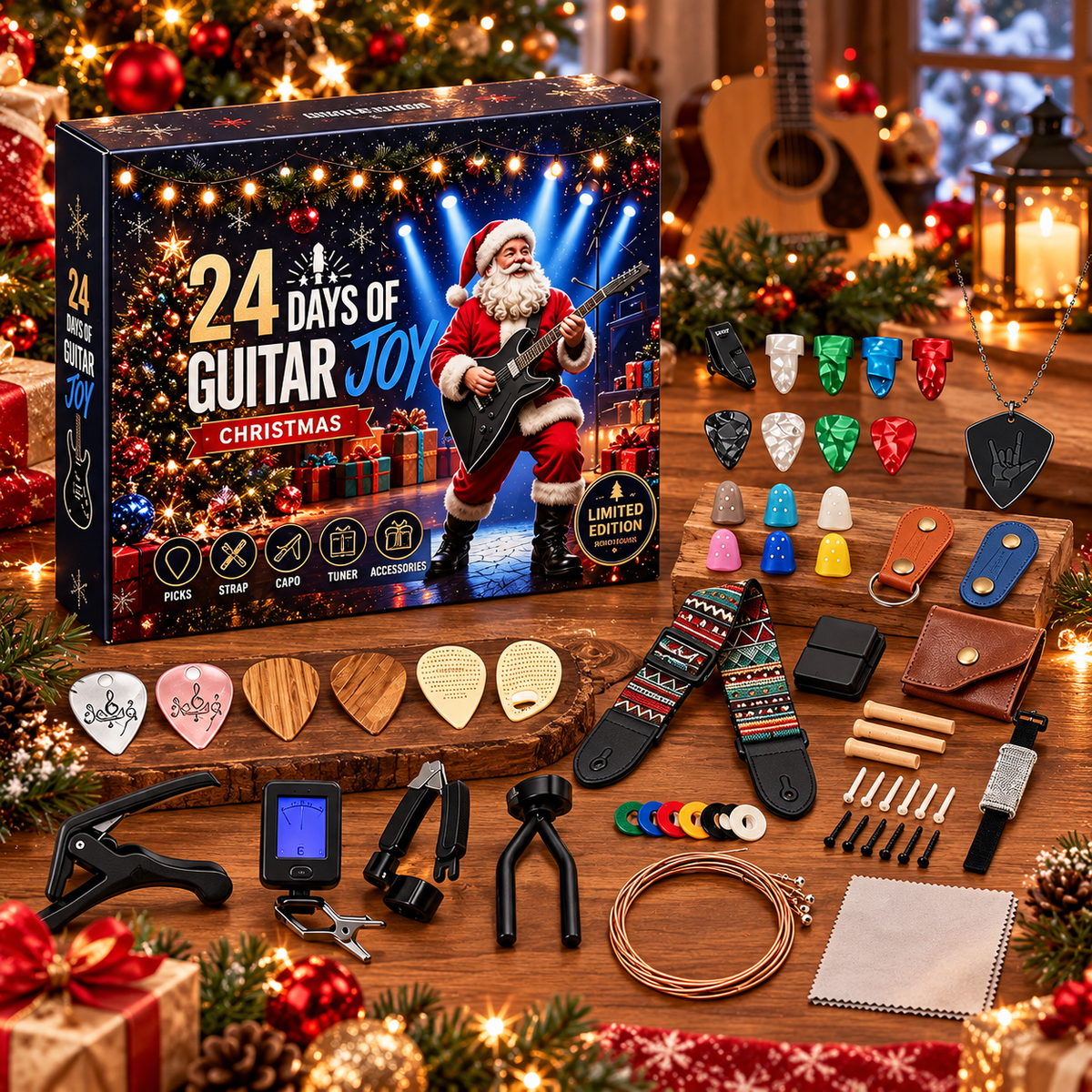 Guitar Advent Calendar 2026 – 24 Days of Guitar Accessories, Christmas Countdown Gift