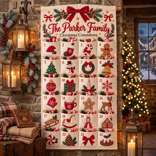 Custom Family Christmas Advent Calendar – 24 Fillable Pockets