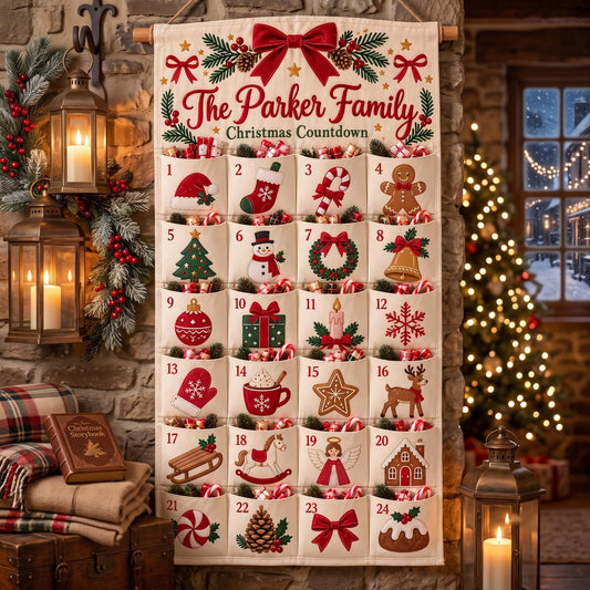 Custom Family Christmas Advent Calendar – 24 Fillable Pockets