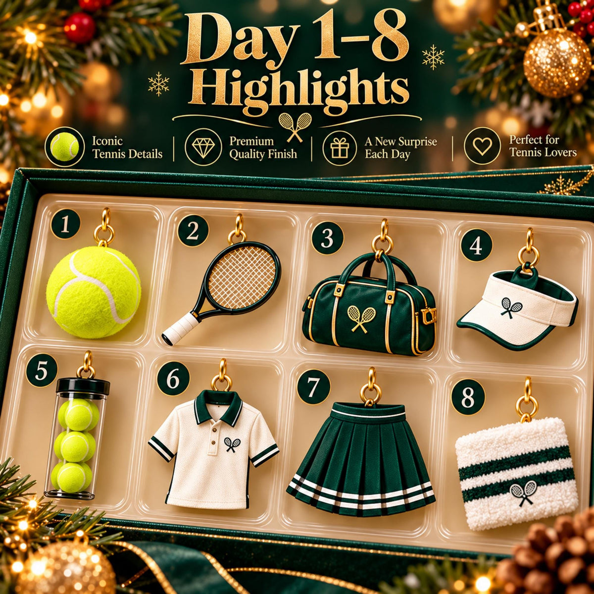 Tennis Advent Calendar 2026 – 24 Tennis-Themed Christmas Ornaments