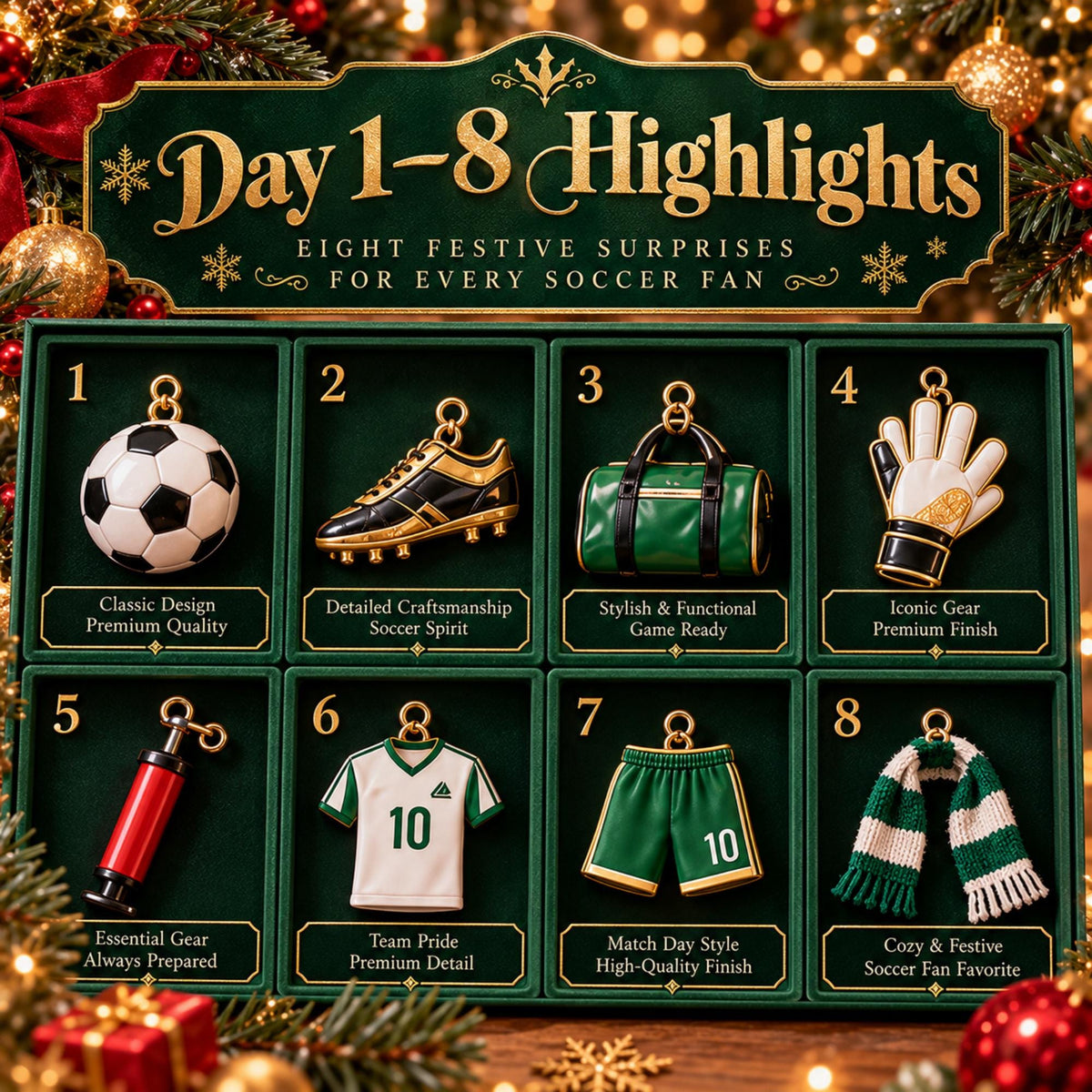 Soccer Advent Calendar 2026 – 24 Football Christmas Ornaments