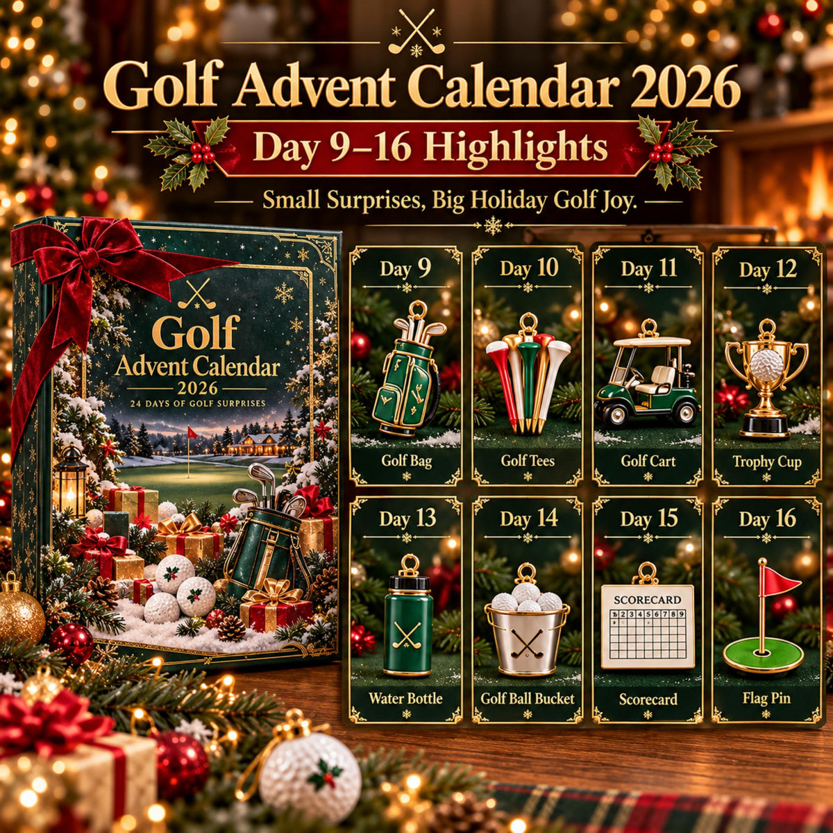 Golf Advent Calendar 2026 – 24 Christmas Golf Ornaments