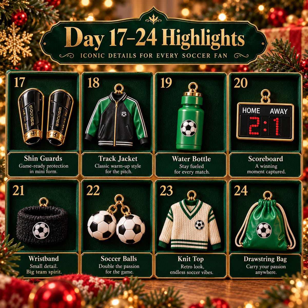 Soccer Advent Calendar 2026 – 24 Football Christmas Ornaments