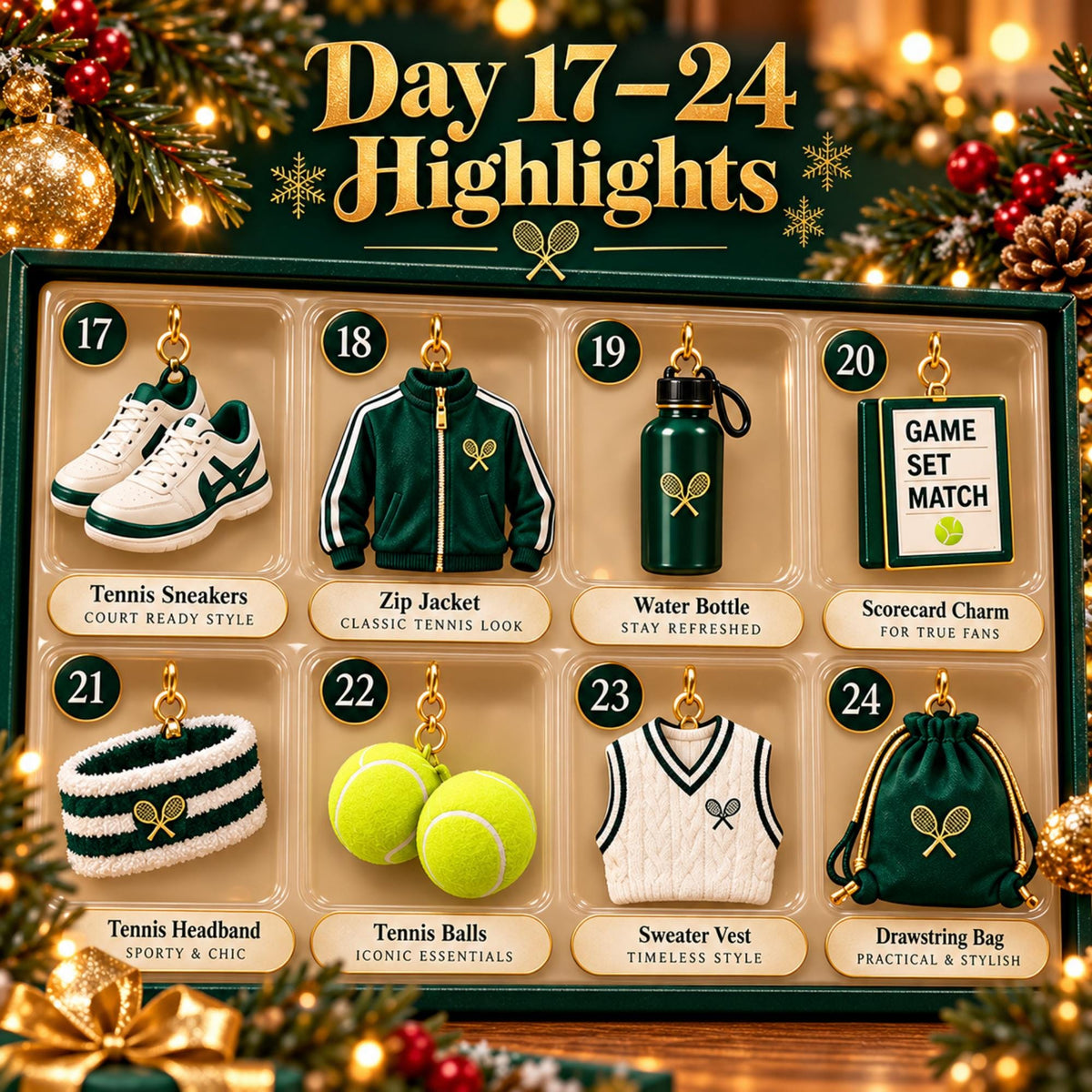 Tennis Advent Calendar 2026 – 24 Tennis-Themed Christmas Ornaments