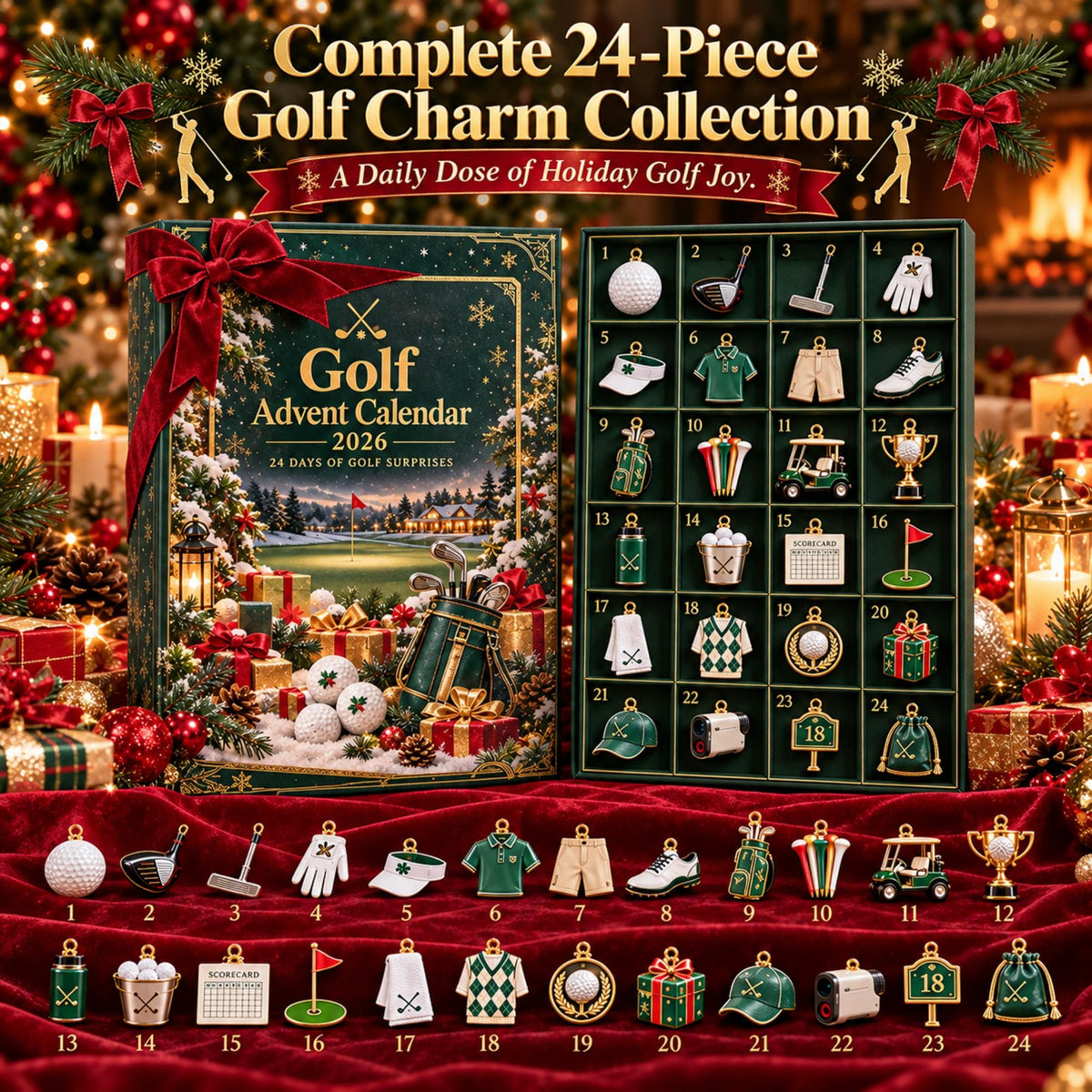 Golf Advent Calendar 2026 – 24 Christmas Golf Ornaments