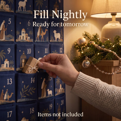 Personalized Nativity Advent Calendar – 24-Pocket Christmas Hanging