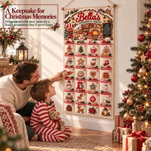 Personalized Christmas Advent Calendar – 24-Pocket Holiday Banner
