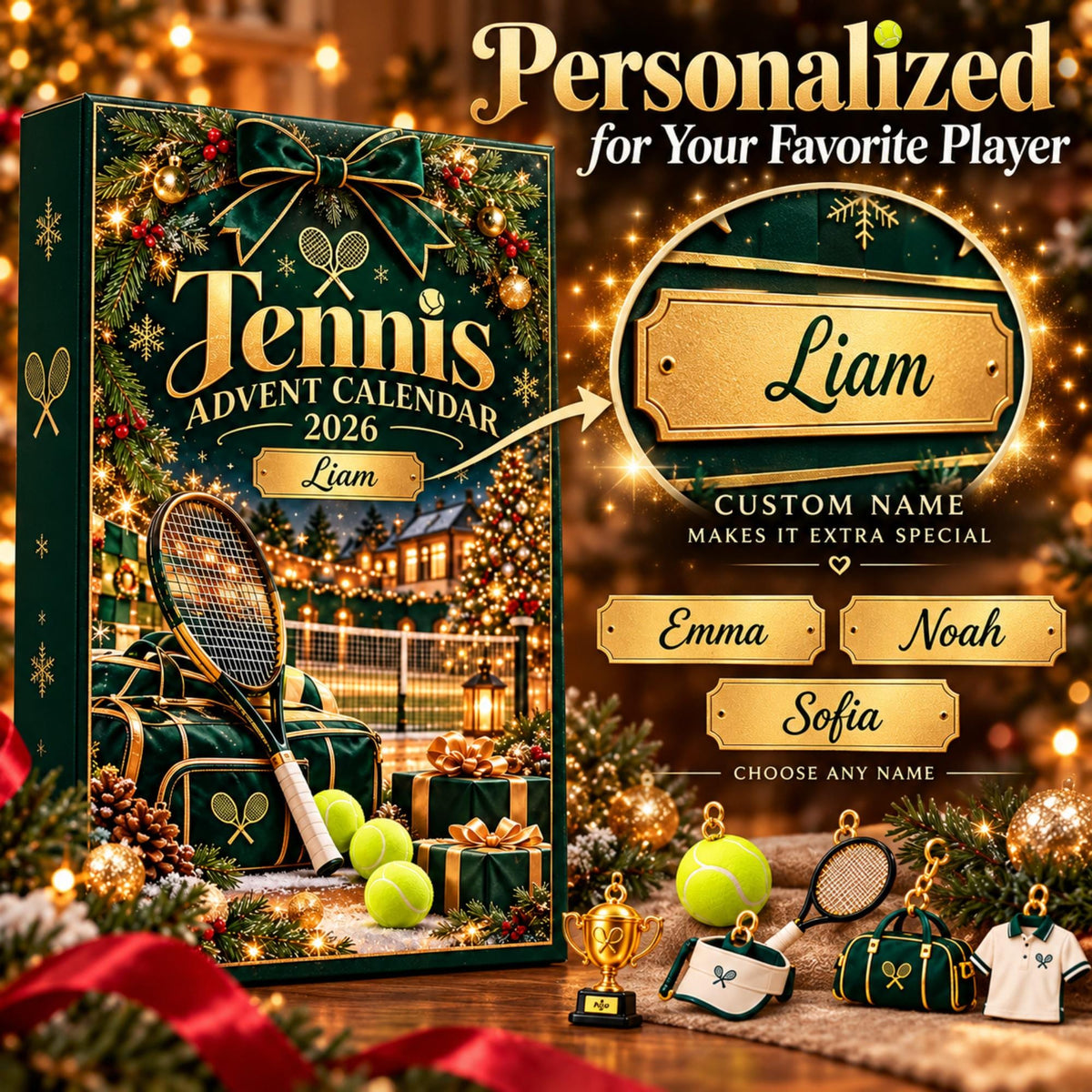 Tennis Advent Calendar 2026 – 24 Tennis-Themed Christmas Ornaments