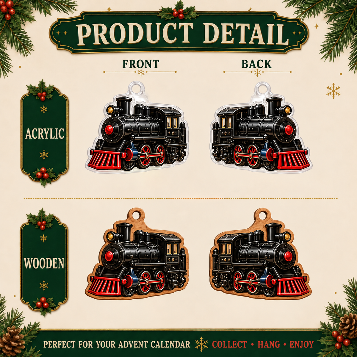 2026 Holiday Railway Advent Calendar – 24 Classic Train Ornaments