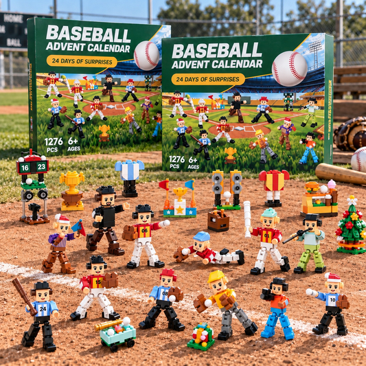 Baseball Advent Calendar 2026, 24 Day Building Block Countdown, Baseball Player Building Set