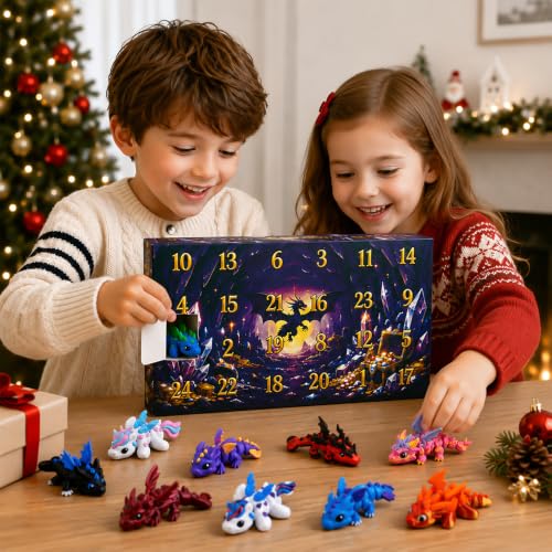 2026 Christmas Advent Calendar with Mini 3D Printed Dragon Animals