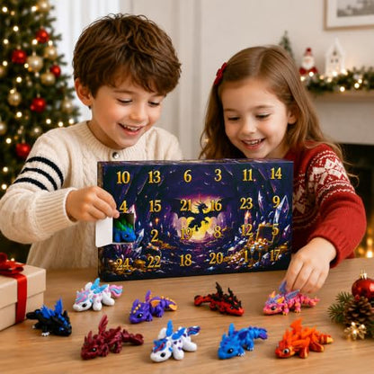 2026 Christmas Advent Calendar with Mini 3D Printed Dragon Animals