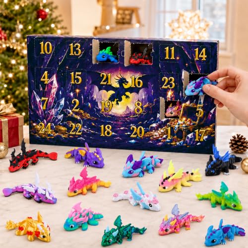 2026 Christmas Advent Calendar with Mini 3D Printed Dragon Animals