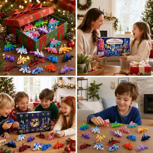 2026 Christmas Advent Calendar with Mini 3D Printed Dragon Animals