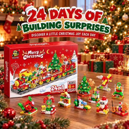 Christmas Train Building Blocks – 24-in-1 Holiday Countdown Set