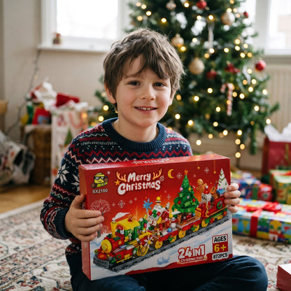 Christmas Train Building Blocks – 24-in-1 Holiday Countdown Set
