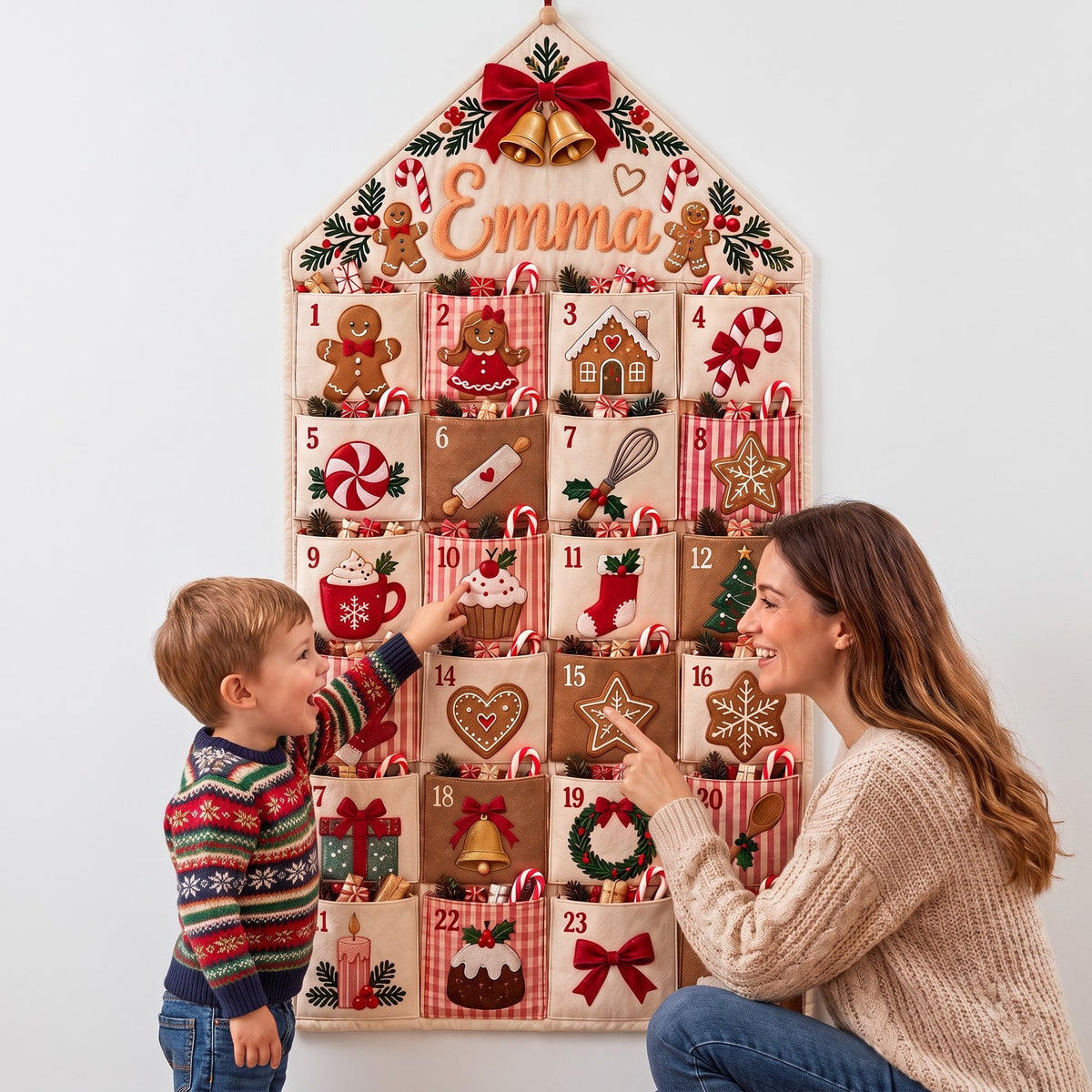 Personalized Christmas Advent Calendar – 3 Festive 24 Pocket Styles