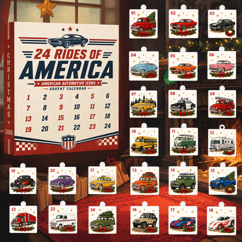 Car Advent Calendar 2026, 24 Days of Classic Cars, Automotive Christmas Countdown