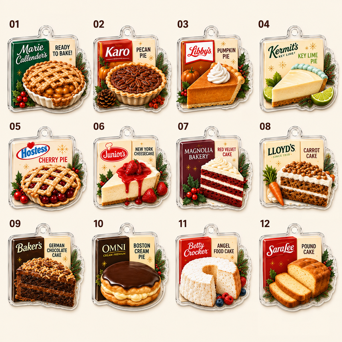 Bakery Advent Calendar 2026, 24 Christmas Dessert Ornaments