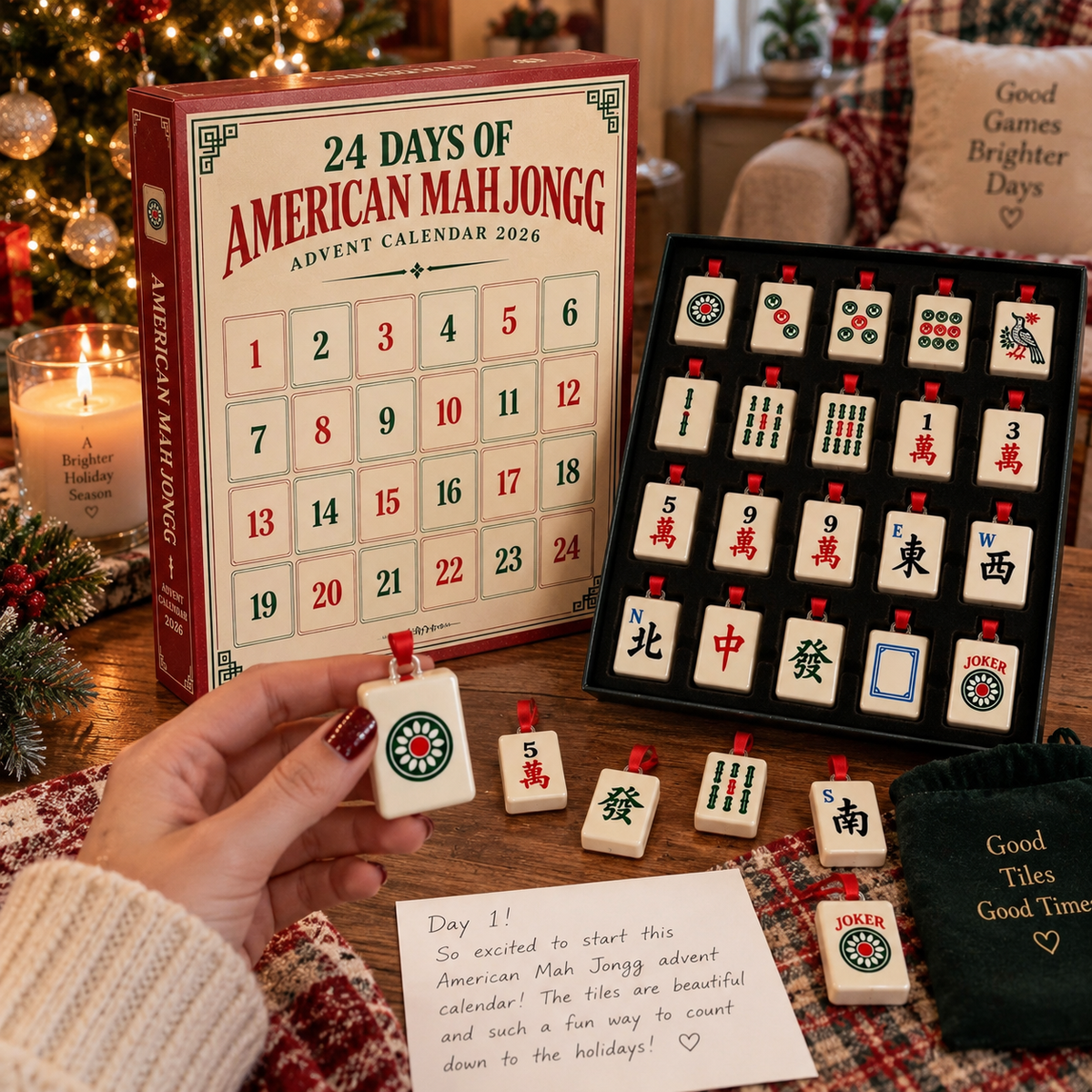 American Mah Jongg Advent Calendar 2026, 24 Day Mahjong Christmas Countdown