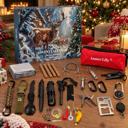 Survival Advent Calendar 2026, 24 Day Survival Kit Christmas Countdown, Camping Outdoor Tools Gift for Men Dad