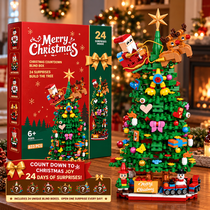 Christmas Tree Advent Calendar 2026, 24 Day Building Block Countdown, 833 PCS Christmas Tree Building Set, Holiday Gift for Kids