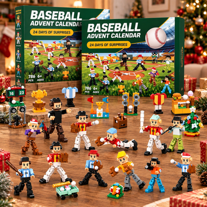 Baseball Advent Calendar 2026, 24 Day Building Block Countdown, Baseball Player Building Set