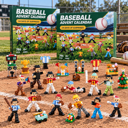 Baseball Advent Calendar 2026, 24 Day Building Block Countdown, Baseball Player Building Set