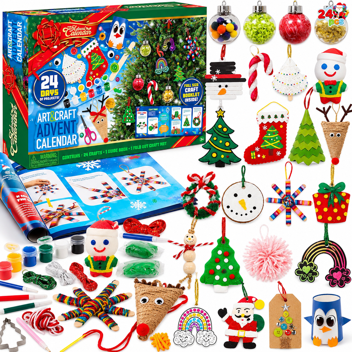 Christmas Craft Advent Calendar 2026, 24 Day Arts and Crafts Countdown Kit