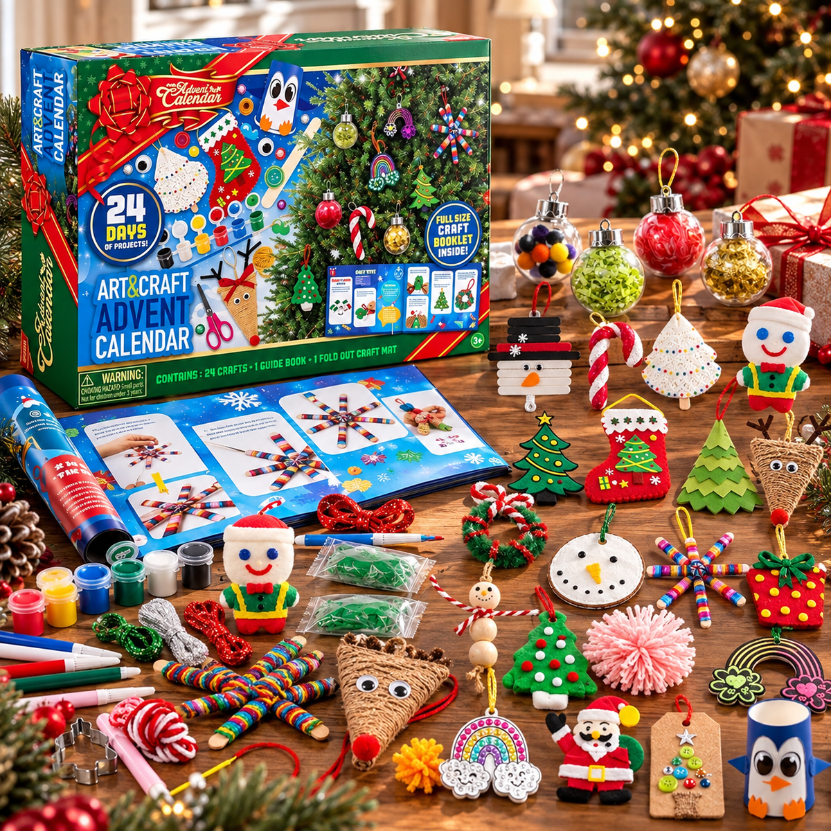 Christmas Craft Advent Calendar 2026, 24 Day Arts and Crafts Countdown Kit