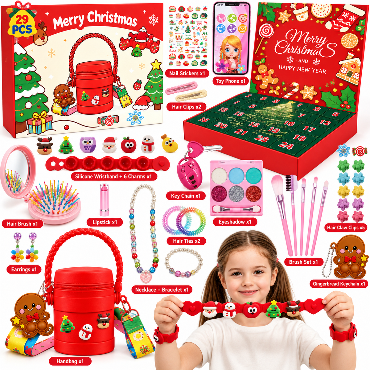 Girls Advent Calendar 2026, 24 Day Christmas Countdown with Beauty Accessories, Jewelry & Hair Accessories