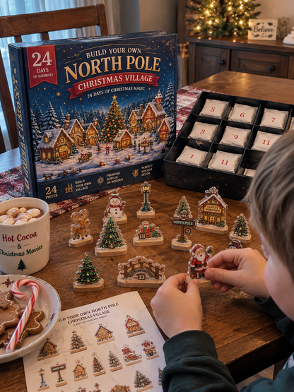 North Pole Advent Calendar 2026, 24 Piece Christmas Village