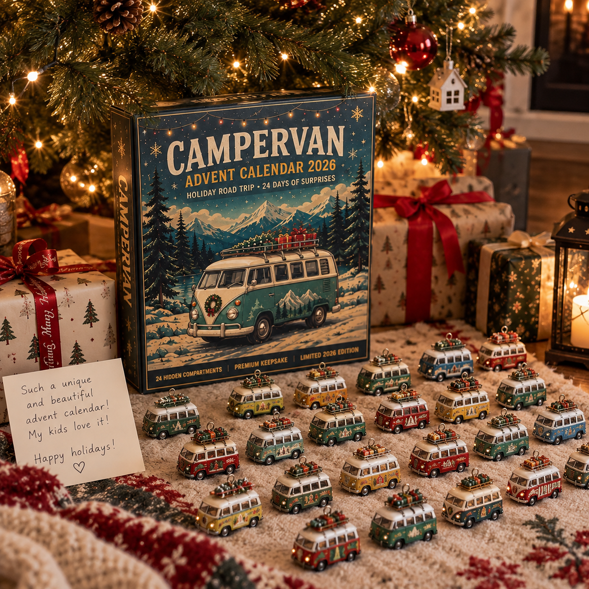Camper Van Advent Calendar 2026, 24 Christmas Van Ornaments