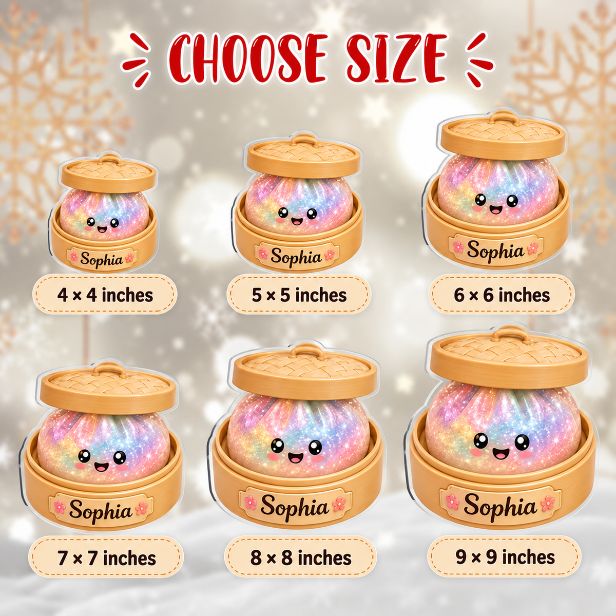 Personalized Dumpling Ornament, Glitter Squishy Dumpling Christmas Ornament