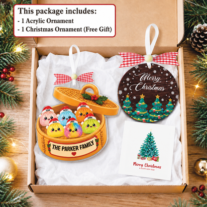 Personalized Glitter Dumpling Ornament,Dim Sum Acrylic Family Ornament