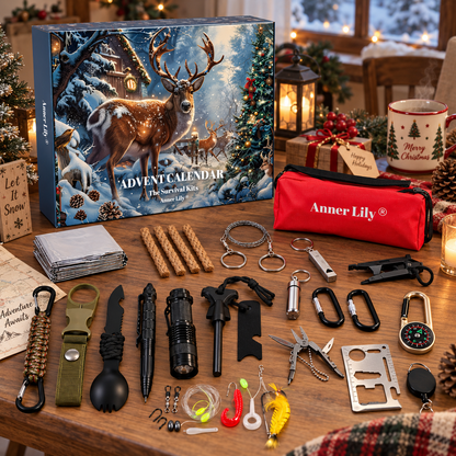 Survival Advent Calendar 2026, 24 Day Survival Kit Christmas Countdown, Camping Outdoor Tools Gift for Men Dad