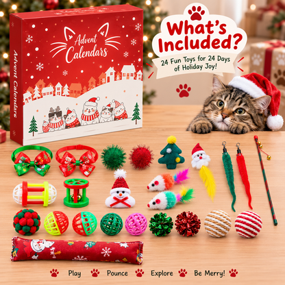 Cat Advent Calendar 2026, 24 Day Christmas Countdown with Cat Toys