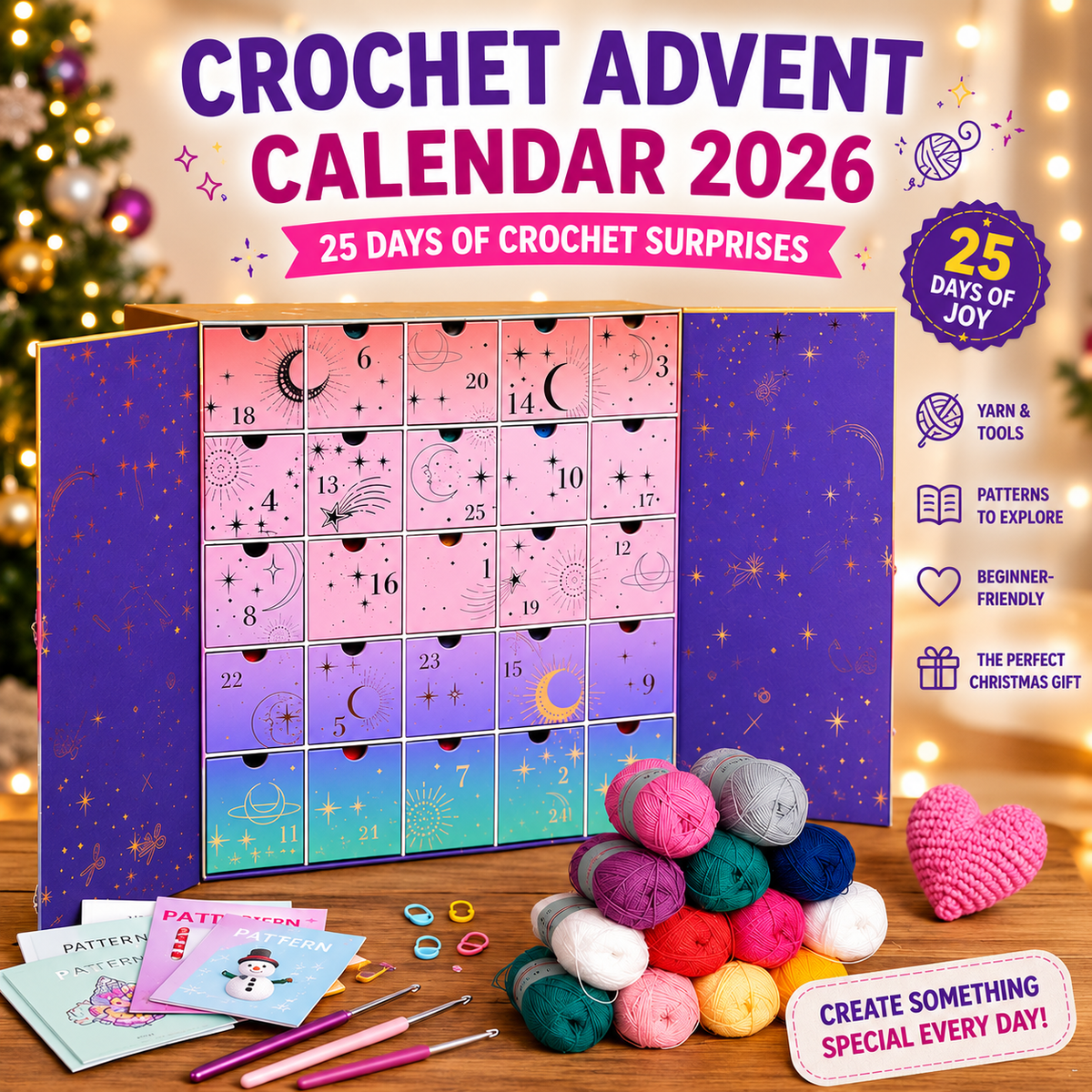 Crochet Advent Calendar 2026 – 25 Days of Yarn, Crochet Tools, Patterns & Creative Surprises