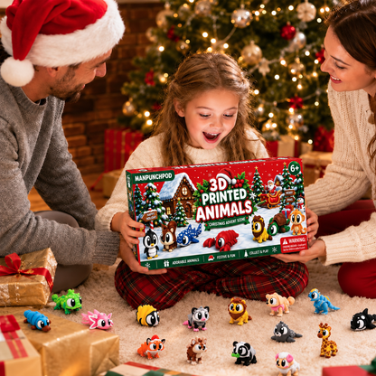 2026 Christmas Advent Calendar with Mini 3D Printed Animals Toys